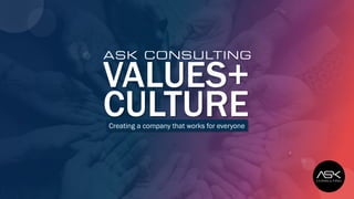 VALUES+
CULTURE
Creating a company that works for everyone
 