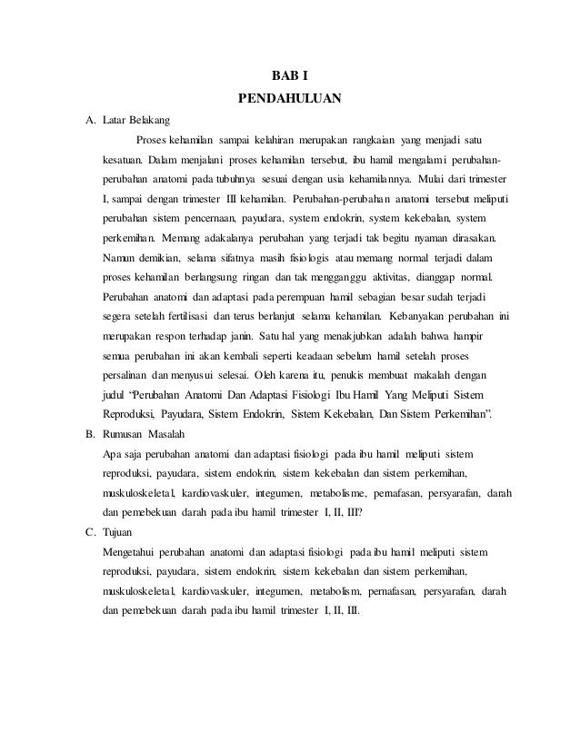 Perubahan Anatomi Fisiologi Pada Ibu Hamil