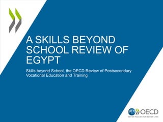 A SKILLS BEYOND
SCHOOL REVIEW OF
EGYPT
Skills beyond School, the OECD Review of Postsecondary
Vocational Education and Training
 
