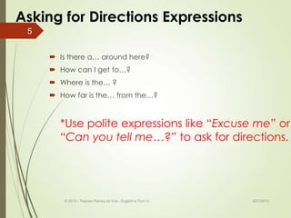 Getting There Direction Slide Asking and giving directions | PPSX