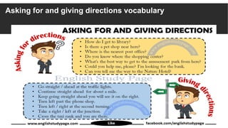 Asking for and giving directions vocabulary
 