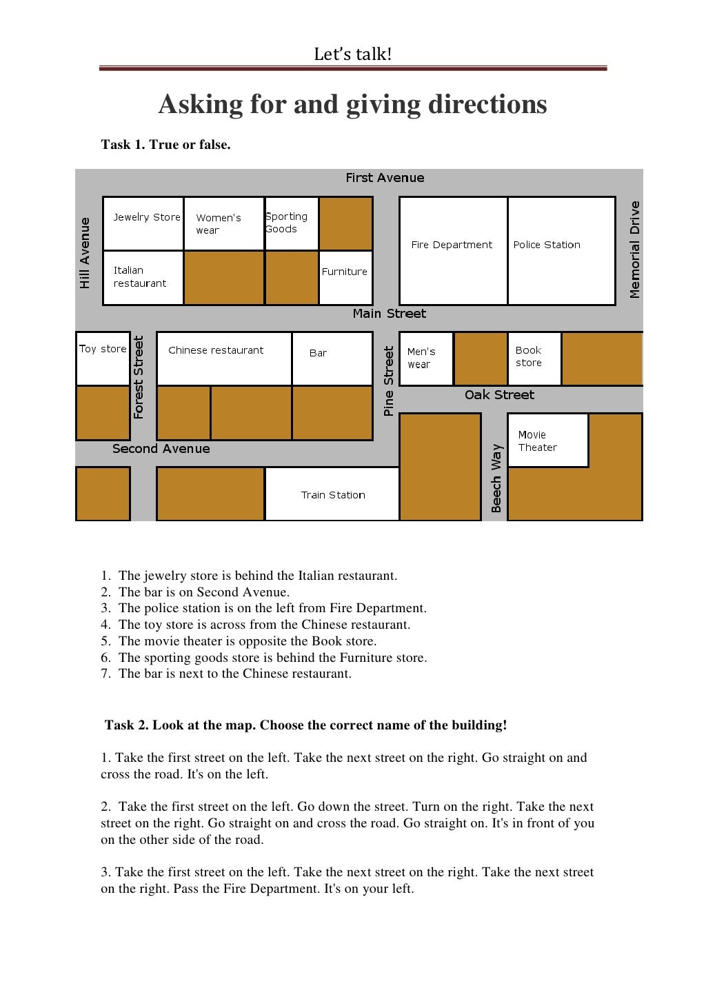 Asking For And Giving Directions Exercise