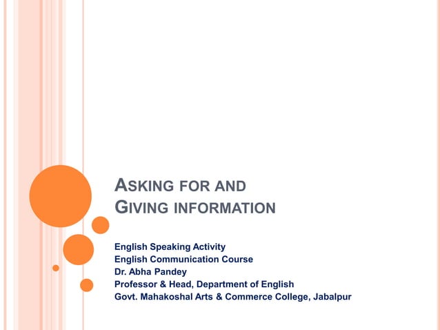 Asking for information and giving information | PPTX | Music ...