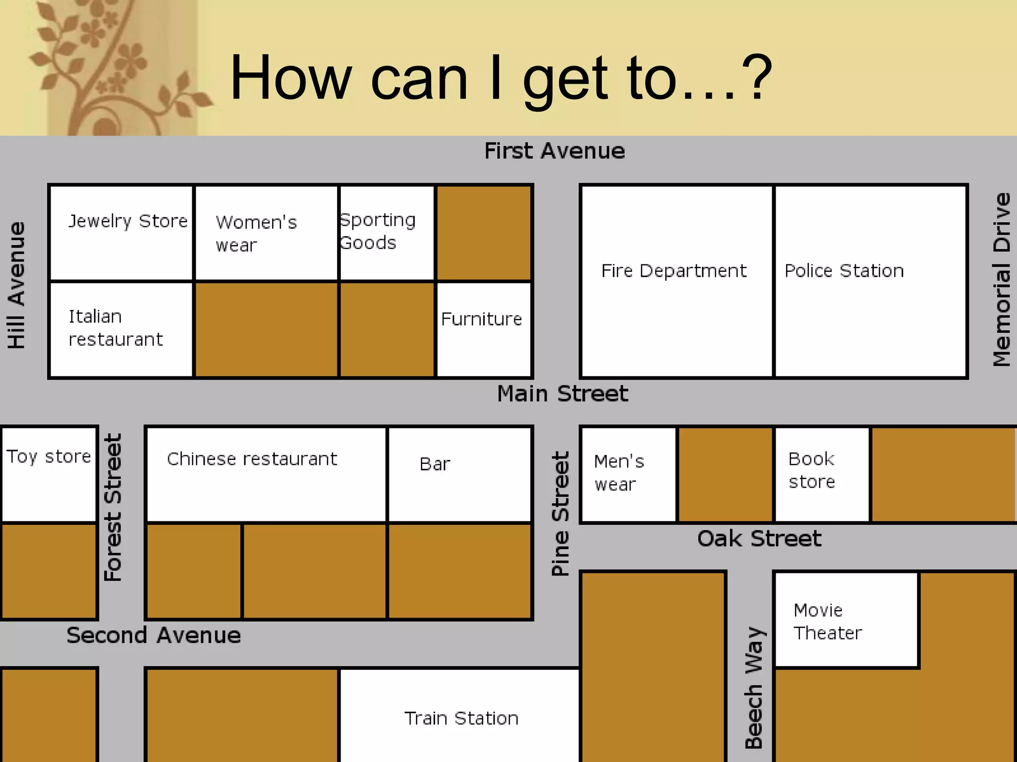 How can I get to…?
 