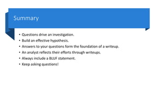 Asking Questions and Writing Effectively