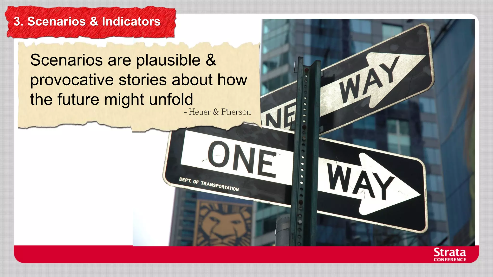 3. Scenarios & Indicators

Scenarios are plausible &
provocative stories about how
the future might unfold

 