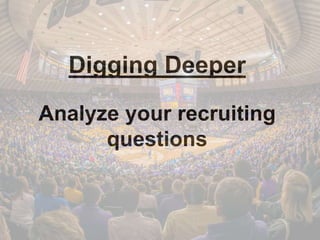Digging Deeper
Analyze your recruiting
questions
 