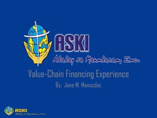 Value-Chain Financing Experience By:  Jane M. Manucdoc 