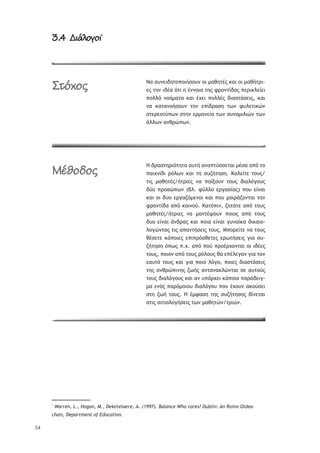 54
3.4 ™ûîýĀõĀû3.4 ™ûîýĀõĀû*
ŌŞ ŮŰũŢŦšŤůū›ūŦśŮūŰũ ūŦ —ŞťŤůŚŭ ŧŞŦ ūŦ —ŞťśůŬŦ-
Ţŭ ůŤũ ŦšŚŞ ŷůŦ Ť ŚũũūŦŞ ůŤŭ űŬūũůŜšŞŭ ›ŢŬŦŧŨŢŜŢŦ
›ūŨŨř ũūś—ŞůŞ ŧŞŦ ŚŲŢŦ ›ūŨŨŚŭ šŦŞŮůřŮŢŦŭ, ŧŞŦ
ũŞ ŧŞůŞũūśŮūŰũ ůŤũ Ţ›ŜšŬŞŮŤ ůŴũ űŰŨŢůŦŧŹũ
ŮůŢŬŢūůŸ›Ŵũ ŮůŤũ ŢŬ—ŤũŢŜŞ ůŴũ ŮŰũū—ŦŨŦŹũ ůŴũ
řŨŨŴũ ŞũťŬŹ›Ŵũ.
ņ šŬŞŮůŤŬŦŷůŤůŞ ŞŰůś ŞũŞ›ůŸŮŮŢůŞŦ —ŚŮŞ Ş›ŷ ůū
›ŞŦŲũŜšŦ ŬŷŨŴũ ŧŞŦ ůŤ ŮŰţśůŤŮŤ. ŉŞŨŢŜůŢ ůūŰŭ/
ůŦŭ —ŞťŤůŚŭ/śůŬŦŢŭ ũŞ ›ŞŜŪūŰũ ůūŰŭ šŦŞŨŷŠūŰŭ
šŸū ›ŬūŮŹ›Ŵũ (şŨ. űŸŨŨū ŢŬŠŞŮŜŞŭ) ›ūŰ ŢŜũŞŦ
ŧŞŦ ūŦ šŰū ŢŬŠŞţŷ—ŢũūŦ ŧŞŦ ›ūŰ —ūŦŬřţūũůŞŦ ůŤũ
űŬūũůŜšŞ Ş›ŷ ŧūŦũūŸ. ŉŞůŷ›Ŧũ, ţŤůřůŢ Ş›ŷ ůūŰŭ
—ŞťŤůŚŭ/śůŬŦŢŭ ũŞ —ŞũůŚųūŰũ ›ūŦūŭ Ş›ŷ ůūŰŭ
šŰū ŢŜũŞŦ řũšŬŞŭ ŧŞŦ ›ūŦŞ ŢŜũŞŦ ŠŰũŞŜŧŞ šŦŧŞŦū-
ŨūŠŹũůŞŭ ůŦŭ Ş›ŞũůśŮŢŦŭ ůūŰŭ. ŋ›ūŬŢŜůŢ ũŞ ůūŰŭ
ťŚŮŢůŢ ŧř›ūŦŢŭ Ţ›Ŧ›ŬŷŮťŢůŢŭ ŢŬŴůśŮŢŦŭ ŠŦŞ ŮŰ-
ţśůŤŮŤ ŷ›Ŵŭ ›.Ų. Ş›ŷ ›ūŸ ›ŬūŚŬŲūũůŞŦ ūŦ ŦšŚŢŭ
ůūŰŭ, ›ūŦūũ Ş›ŷ ůūŰŭ ŬŷŨūŰŭ ťŞ Ţ›ŚŨŢŠŞũ ŠŦŞ ůūũ
ŢŞŰůŷ ůūŰŭ ŧŞŦ ŠŦŞ ›ūŦū ŨŷŠū, ›ūŦŢŭ šŦŞŮůřŮŢŦŭ
ůŤŭ ŞũťŬŹ›ŦũŤŭ ţŴśŭ ŞũůŞũŞŧŨŹũůŞŦ ŮŢ ŞŰůūŸŭ
ůūŰŭ šŦŞŨŷŠūŰŭ ŧŞŦ Şũ Ű›řŬŲŢŦ ŧř›ūŦū ›ŞŬřšŢŦŠ-
—Ş Ţũŷŭ ›ŞŬŷ—ūŦūŰ šŦŞŨŷŠūŰ ›ūŰ ŚŲūŰũ ŞŧūŸŮŢŦ
ŮůŤ ţŴś ůūŰŭ. ņ Ś—űŞŮŤ ůŤŭ ŮŰţśůŤŮŤŭ šŜũŢůŞŦ
ŮůŦŭ ŞŦůŦūŨūŠśŮŢŦŭ ůŴũ —ŞťŤůŹũ/ůŬŦŹũ.
*
Warren, L., Hogan, M., Deketelaere, A. (1997). Balance Who cares? Dublin: An Roinn Oidea-
chais, Department of Education.
æĄČćĀĂ
àïúĀöĀĂ
 