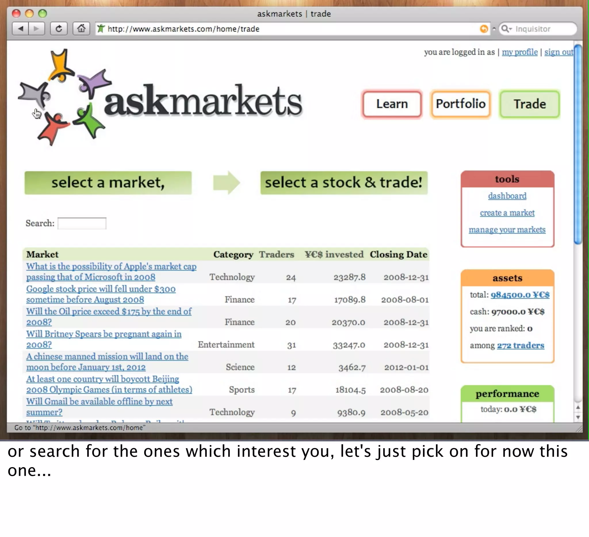 Presenting AskMarkets at the TechCrunch/OpenCoffee event in Athens