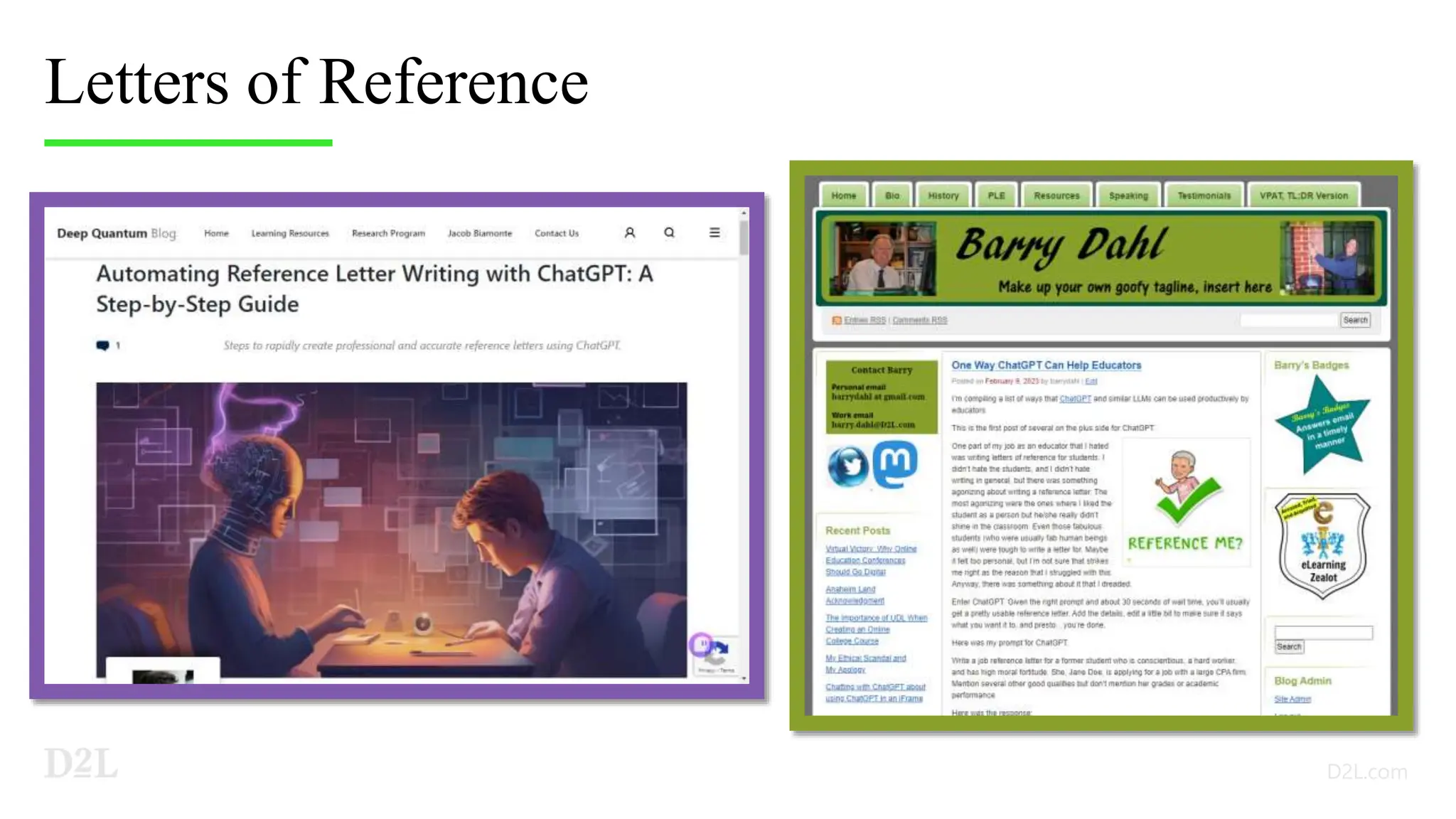 Letters of Reference
 