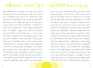 93
Elles et ils ont fait ASKORIA en 2013
Fiand - Lionel Dourzal - Sylvie Hennion-Moreau - Karine Brault - Aurélie
Chaplais - Annick Bariou - Michel Besnehard - Nelly Bernard - Alain Simon
Marie-Annick Barbier - Véronique Clément - Fabienne Busnel - Yannick
Guillou -Claudine LeGoff -Caroline Durand-Placier -Agnès Roman - Jacky
Desdoigts - Adeline Delaunay-Thomas - Anne-Marie Briand - Isabelle
Goncalves-Allard - Marie-Paule Duault - Patrick Lecaplain - Anne-Marie
Hervé - Yannick Besnier - Natacha Hellegouarch - Loïc Richard - Laëtitia
Legault-Belay - Sylvie Rogel - Cécile Pacaud - Gwenaëlle Guyomard
Françoise Mohäer - Aurélie Poupas - Jean-Pierre Verrier - Patricia Morel
Marie-Laure Sauvage - Benoît Jouan - Gaëlle Roussel - Isabelle Tamalet
Jean-NoëlSouron -AnneSéjourné -Gwenaëlle Multon -Annie Pasquereau
Caroline Jouanno - Brigitte Ragel - Marc Istinne - Patricia Le Nohaïc-Ninon
Laurence Hardy - Daniel Mancel - Cécile Galliou - Amélie Guérault - Katell
Bodin - Kossi Amabley - Chantal Cervera - Viviane Bourriaud - Laure
Bassène - Maryvonne Gonnet - Marie-Andrée Ferron-Lavairye - LucVivier
Laurent Guinche - Geneviève Guého - Laurie Kervenno - Alice LePicard
Martine Pruvot - Mathilde Moulac -Yann Rollier -Valérie Bernard - Philippe
Coutaud -AnneWinter - NathalieSevin -StéphaneScourzic -Ghislaine Bré
Eugénie Terrier - Marc Rousseau - Morgane Lefebvre - Christian Provost
Karine Gérard - Martial Guyomard - Sophie Fréquelin - Dominique Brault
Marylène Car - Morgan Homo - Marie-Noëlle Bervet - Marie Cadre - Céline
Benoist - Pamela Duplan - Elisabeth Dufour-Lebreton - Aurélie Médani
Jean-Paul Lelouët - Barbara Provost - Isabelle Mouraud - Emmanuel Bouju
Valérie Burel - Céline Chausseblanche - Marie-Jeanne Goyer-Delhelle
Marie-Lise Lepez - Anne Paistel-Allée - Sandrine Portier - Jenny Thébault
Marie-Françoise Sort - Marcel Denieul - Frédérique Tourancheau - Marie-
Christine David - Marc Rouzeau - Isabelle Ruyet - Manuella Bidaud - Leïla
Briend - Denis Hamayon - Maryline Duault - Céline Le Dref - Françoise
Jaunasse-PatriciaPillet-AlexandreM’Bodje-JeanneStéphan-Dominique
Sinquin - Magali Moisy-Viard - Patricia Bouvet - Mireille Massot - Claude
Blond-Poupard - Martine Boscher - Véronique Tardres - Nathalie Marion
Valérie Simon - Corinne Bique - Annabelle Baudry-Merly - Jenny Molina
92
MaryvonneAllée -Anne Conq - Florence Layral - Didier Le Derff - Séverine
Lucas - Laure Quivron - Alexandra Morin - Alain Piers - Véronique Lust
Agnès Martin- Roxanne Wood - Nicole Roulliaux - Marie Royon- François
Sorin - Anne-Claude Schneider - Valérie Mahé - William Plaisse - Maité
Provost - Gaëlle Macé - Dany Pouteau - Laurence Angot - Sophie Moëllo
Christine Quinquis - Maryline Potin - Daphné Kasprzak - Audrey Husson
Sylvie Leblanc - Ahmed Lemligui - Nicole Jouan - Aline Gaucher - Annick
Dubreil - Fabien Gouriou - Sabine Chatté - Maryse Bozec - Franck Amice
Christine Cochard - Josiane Granja - Karl Durand - Marcelle Crespel
Béatrice Gesnouin - Michel Le Fils - Christelle Jarroux - Sylvie Hélou - Liza
Gicquel - Céline Guyon-Bourigault - Estelle Le Ropert - Maryse Pozzoli
Dany Moullé - Laurent Passavant - Anne-Yvonne Pilorget - Marielle Rault-
Poyac - Maud Delavault - Armelle Thomas - Nadège Sautier - Jérôme
Wenz - Laurence Rousseau - Cécile Niot-Currier - Fanny Pivette - Morgane
Régereau - Joël Heslan - Karine Le Verger - Nicole Juvin - Arnaud Fadier
Hélène Guédo - Françoise Craineguy - Virginie Guyon - Caroline D’Hinnin
MarianneBlanchard-HélèneCommunier-BéatriceBarbin-PatrickBarbier
Francine Joly - Laurent Bellec -VirginieChopin - Fabrice Renneville -Cathy
Greffeuille - Marion Eslinger - Jeanne-Marie Rocher - Gwénola Daniel
Jacques Ohrel - Claude Dréano - Marina Guillamet - Corinne Farchetto
Lynda Lebreton - Solène Hussard-Corderoch - Gabrielle Pruny - Martine
Le Manach - Katarzyna Kaczmarek - Pierrick Perrin - Véronique Hémonet
Patricia Le Jalle - Barbara Poznanski - Anne Maussion-Combe - Nathalie
Le Roux - Catherine Rais-Assa - Jean-François Ménard - Elisa Thouault
Nathalie Ryckebush - Anne Tribodet - Paul Coulon - Sylvie Pirou - Michèle
Bouichou - Christine Masson - Anne-Sophie Lutrot-Lofficial - Valérie Le
Coz - Mélanie Dréan - NicoleGuillopé-Deplechin - Monique Farel - Patricia
Devaland-BrendanGravé-MarieBoiffin-JeanLavoué-PhilippeChedmail
Béatrice Campion - Isabelle Aubin - Patrick Coupé - Claudine Germany
Christine Delamarre - Fabienne Gouillet - Anne Le Dren - Fabrice Couraud
Catherine Vallée - Isabelle Kervennic - Emilie Gloret - Alain Julou - Sabine
Lindenmann - Isabelle Lebail - Pierre Makars - Claire Hiaumé - Isabelle
 