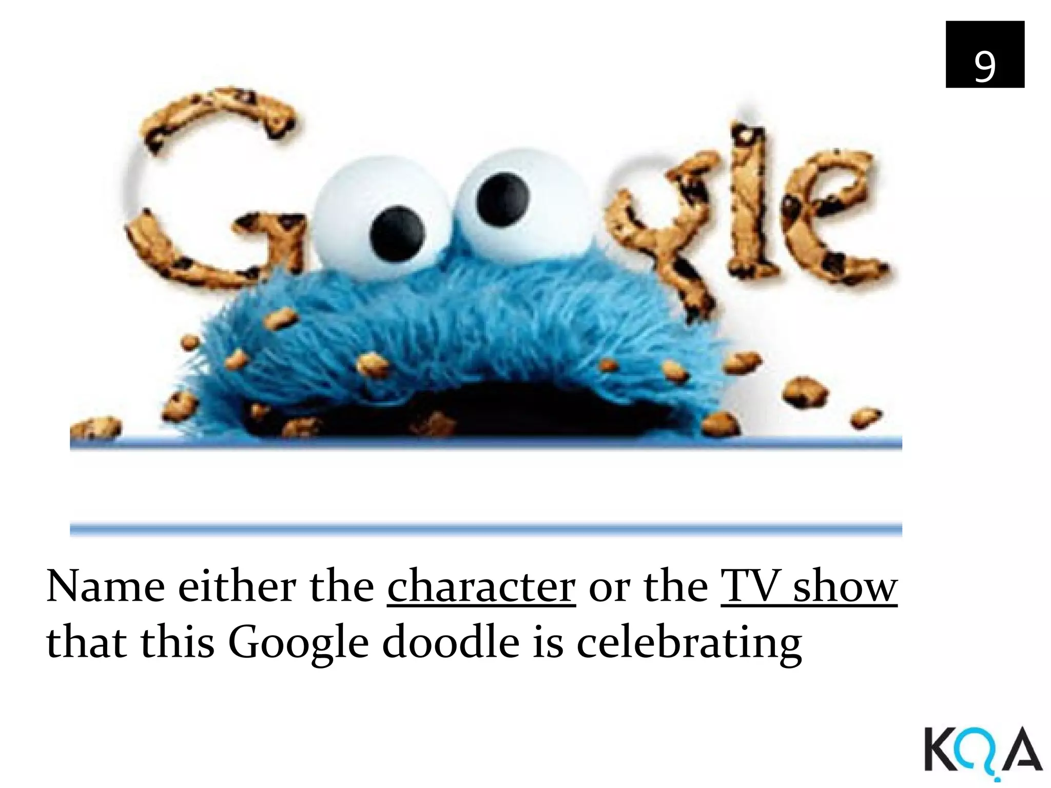 9




Name either the character or the TV show
that this Google doodle is celebrating
 