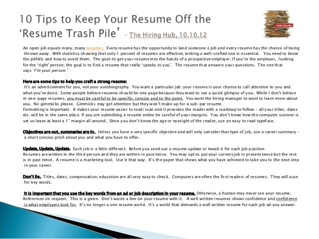 how should a resume be written