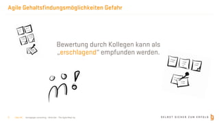 S E L B S T S I C H E R Z U M E R F O L Gborisgloger consulting – Mind.Set – The Agile Meet-Up
Agile Gehaltsfindungsmöglichkeiten Gefahr
Bewertung durch Kollegen kann als
„erschlagend“ empfunden werden.
| Nov 19 |17
 