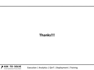 Execution | Analytics | QinT | Deployment | Training
Thanks!!!
 