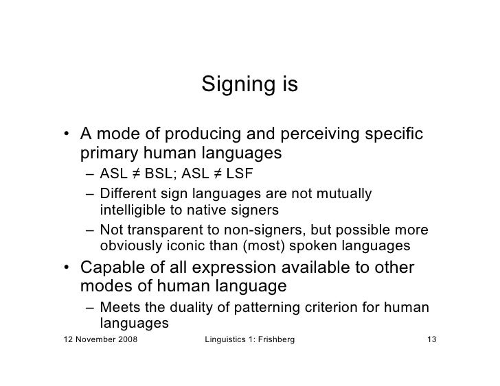 Sign Languages for Linguistics 1 (Stanford)