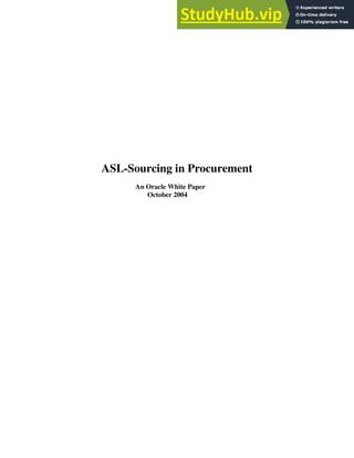 ASL-Sourcing in Procurement
An Oracle White Paper
October 2004
 