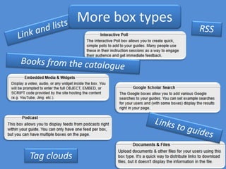 More box types




Tag clouds
 