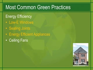 Green Programs NRVU.S. Green Building Council Leadership in Energy & Environmental Design (LEED) Certification:LEED is a green building rating system that was developed by the US Green Building Council.  LEED is a point based system where projects earn LEED points for satisfying specific green building criteria in six categorieswhich include sustainable sites, water efficiency, energy and atmosphere, materials and resources, indoor environmental quality, and innovation in design.