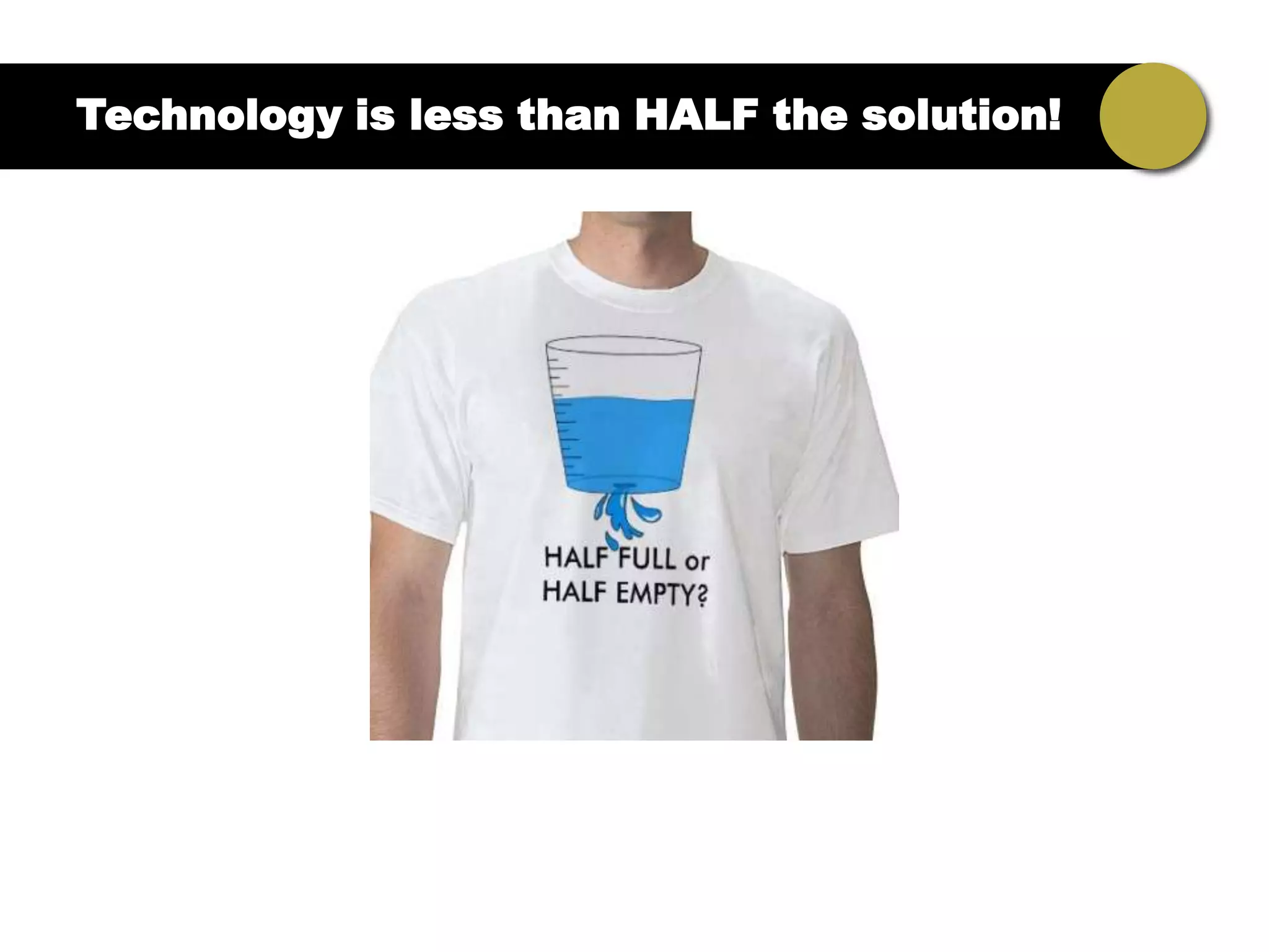 Technology is less than HALF the solution!
 