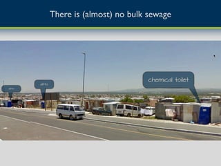 chemical toilet
ditto
ditto
There is (almost) no bulk sewage
 