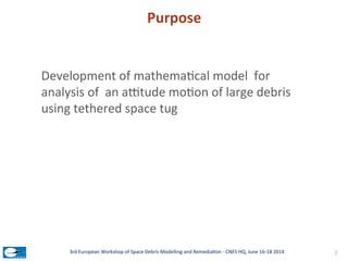 Purpose	
  
Development	
  of	
  mathema;cal	
  model	
  	
  for	
  
analysis	
  of	
  	
  an	
  aLtude	
  mo;on	
  of	
  ...
