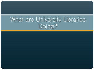 What are University Libraries
          Doing?
 