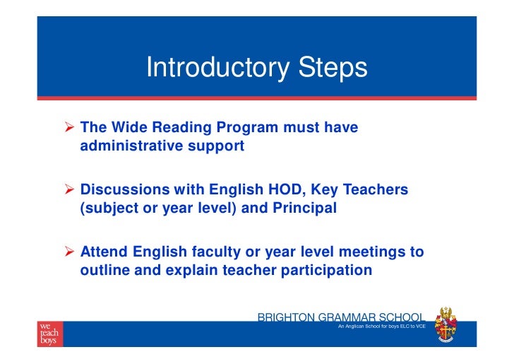 Wide reading program middle years