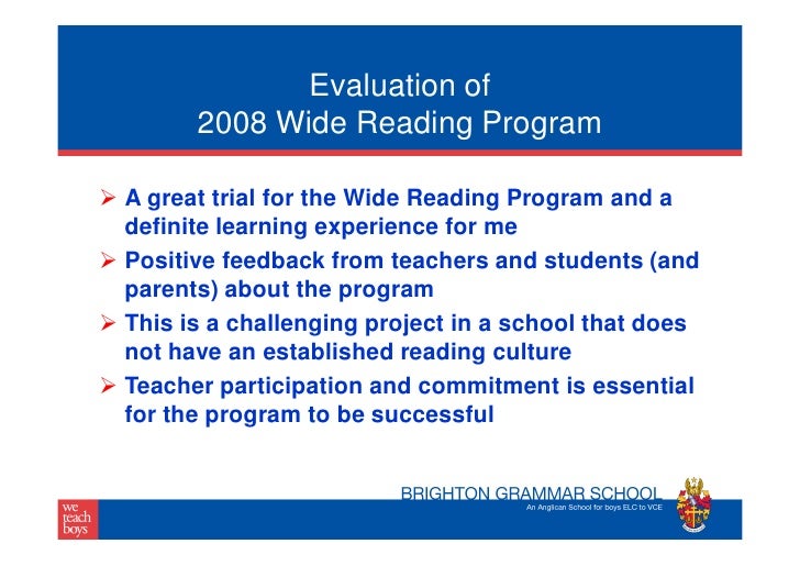 Wide reading program middle years