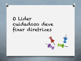 O Lider
cuidadoso deve
fixar diretrizes
 