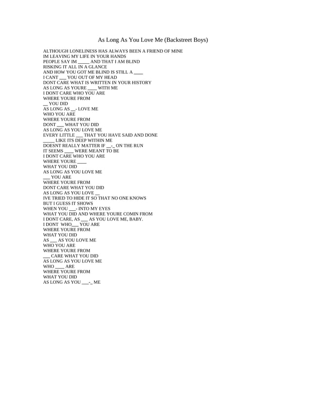 As Long As You Love Me übersetzung As long as you love me | PDF