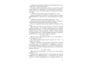 21
В практической работе применяем способ производства зем-
ляных работ – продольной возкой.
Так как в общем случае объемы выемок и насыпей не равны
между собой, то в зависимости от соотношения их величин –
могут иметь место следующие варианты распределения земля-
ных масс.
1. Объем насыпи меньше объемов выемок Vн < Vв.
Насыпь отсыпается из выемок, а остаток одной из выемок
разрабатывается в кавальер (этот случай рассмотрен в приме-
ре).
2. Объем насыпи больше объема выемок Vн > Vв.
Продольной возкой выемки разрабатываются в насыпь, а
недостающий объем насыпи отсыпается из резерва.
На рис. 4 приведены возможные графики суммарных объе-
мов.
Рис. 4.1. Здесь объем насыпи (отрезок b–d) больше объема
выемки (отрезок a–b). Нулевая горизонтальная ось отсекает
равновеликие объемы, т.е. грунтом выемки можно отсыпать
насыпь до точки с. Остаток насыпи – отрезок c–d будет отсыпан
из резерва объемом Vрез (место резерва показано на чертеже).
Следовательно, в этом случае рабочая кубатура:
Vраб = Vв + Vрез.
Рис. 4.2. Здесь две выемки (a–b) и (d–e) и одна насыпь –
(b–d), причем Vн > Vв.
На первой выемки насыпь будет отсыпана до точки с, из
второй – до точки k.
Прямая k–е проведена горизонтально (параллельно нулевой
оси) через точку е до пересечения с графиком в точке k и
отсекает равновеликие объемы (Vн = Vв). Остаток насыпи (отре-
зок с–k) будет отсыпан из резерва объемом Vрез. Следовательно,
рабочая кубатура
Vраб = Vв + Vрез.
Рис. 4.3. Здесь две насыпи – (a–b) и (d–e) и одна выемка,
причем Vв > Vн.
Выемка будет разрабатываться в левую насыпь на участке
графика (b–c), в правую насыпь — на участке (k–d); участок
выемки (c–k) будет разрабатываться в кавальер объемом Vкав.
 