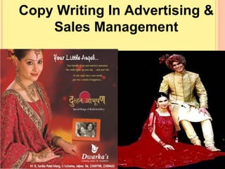 Copy Writing In Advertising & Sales Management 