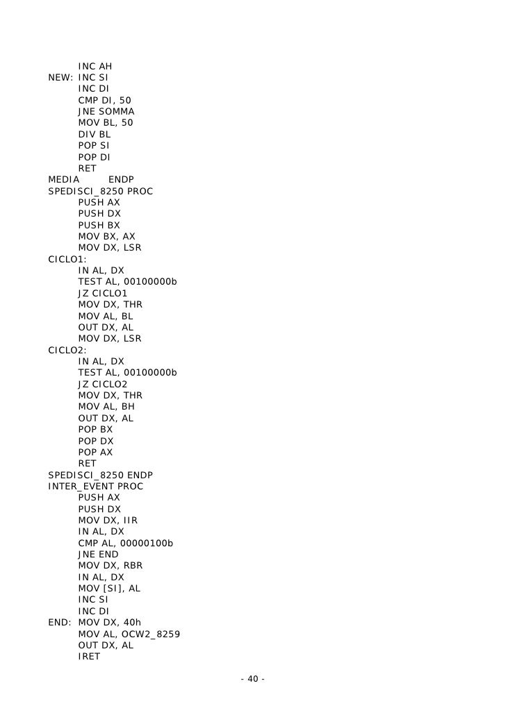 Esercizi in linguaggio Assembly 8086