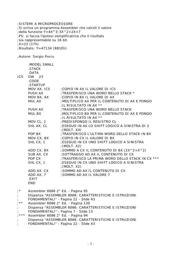 Esercizi In Linguaggio Assembly 8086