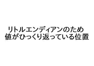 リトルエンディアンのため
値がひっくり返っている位置
 