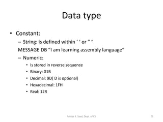Assembly Language Lecture 3 | PPT