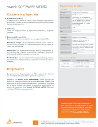 Aranda SOFTWARE METRIX - Datasheet | PDF