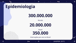 Mundo
300.000.000
20.000.000
Brasil
350.000
Internações por ano no Brasil
Epidemiologia
(KASPER, 2017)
 
