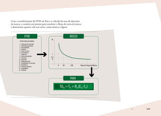 164
Com a transformação do FFM em Rm e o cálculo da taxa de desconto
da marca, o cenário está pronto para atualizar o fluxo de caixa da marca
e determinar quanto vale esse ativo, como mostra a figura.
1. Liderança de mercado
2. Liderança perceptual
3. Personalidade
4. Histórico
5. Share of voice
6. Consistência
7. Cobertura
8. Internacionalidade
9. Sincronia
10. Expansão
11. Relacionamento
12. Estabilidade no mercado
13. Arquitetura
14. Presença Editorial
15. Virtualidade
16. Proteção
TDm=Trf+Rm(Em-Trf)
Fator de Força da Marca0
0
1
0,2
Rm
50 100
FATOR FORÇA DA MARCA
FFM RISCO
TAXA
 