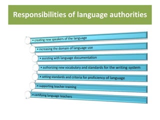 Responsibilities of language authorities
 