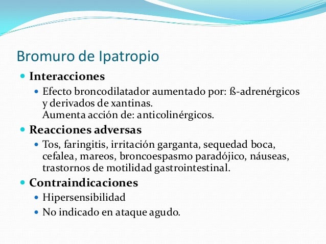 Resultado de imagen para efectos adversos del bromuro de ipratropio
