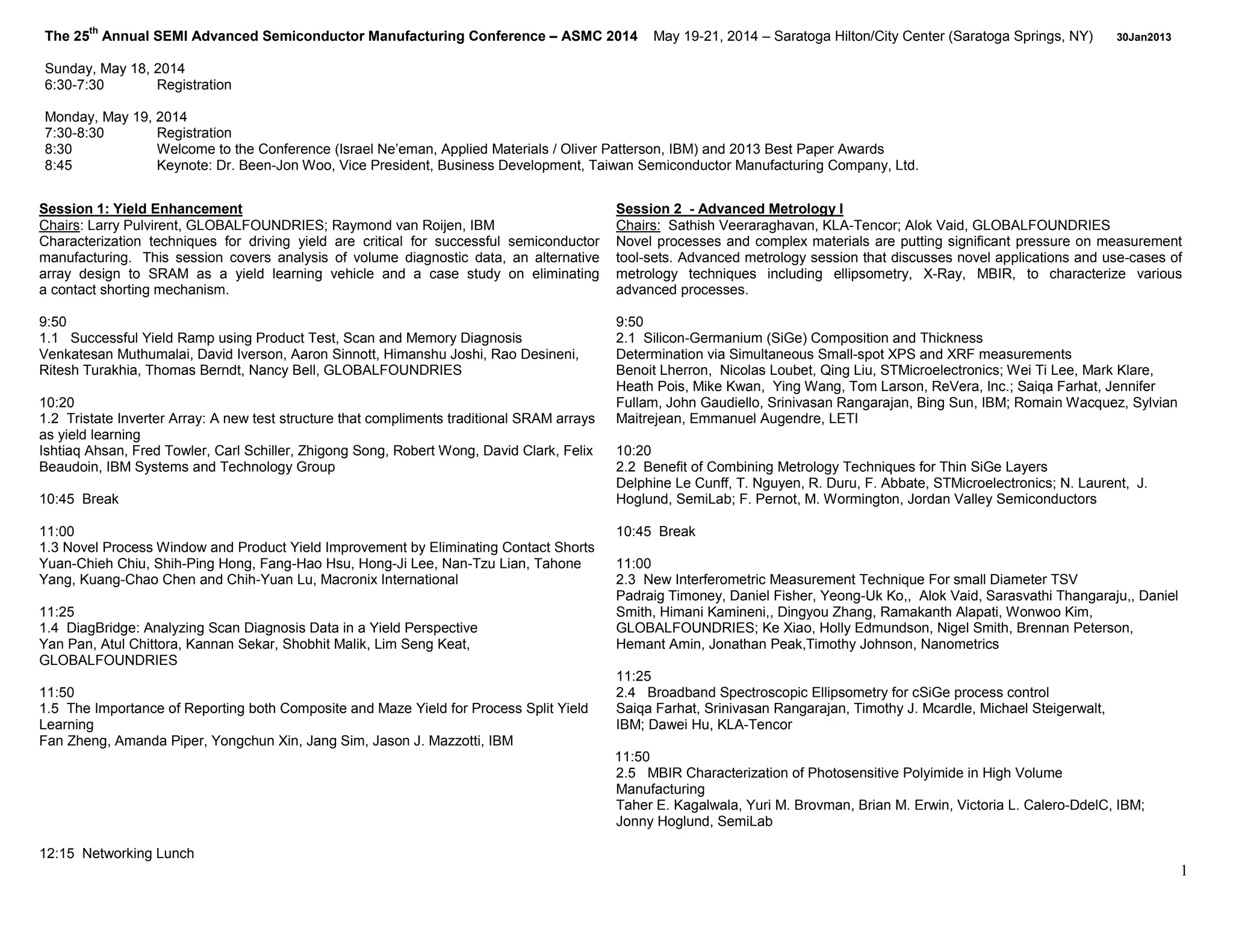 ASMC 2014 Technical Program | PDF