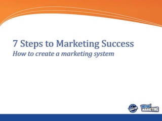 7 Steps to Marketing Success
How to create a marketing system
 