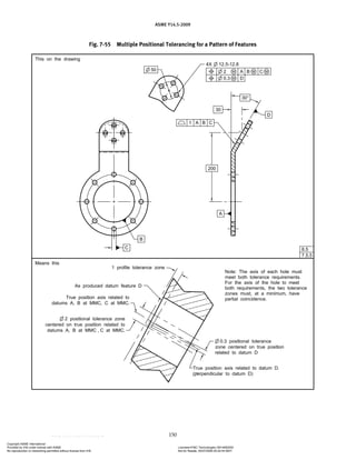 ASME Y14.5-2009
150
Fig. 7-55 Multiple Positional Tolerancing for a Pattern of Features
Copyright ASME International
Provided by IHS under license with ASME Licensee=FMC Technologies /5914950002
Not for Resale, 05/07/2009 00:24:44 MDT
No reproduction or networking permitted without license from IHS
--`,,`,,,``,`,``,,``,`,`,,,`,`,`-`-`,,`,,`,`,,`---
 