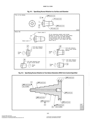 ASME Y14.5-2009
183
Fig. 9-5 Specifying Runout Relative to a Surface and Diameter
Fig. 9-6 Specifying Runout Relative to Two Datum Diameters With Form Control Specified
Copyright ASME International
Provided by IHS under license with ASME Licensee=FMC Technologies /5914950002
Not for Resale, 05/07/2009 00:24:44 MDT
No reproduction or networking permitted without license from IHS
--`,,`,,,``,`,``,,``,`,`,,,`,`,`-`-`,,`,,`,`,,`---
 