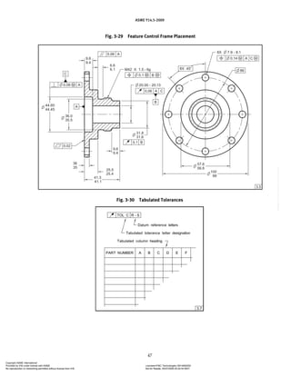 ASME Y14.5-2009
47
Fig. 3-29 Feature Control Frame Placement
Fig. 3-30 Tabulated Tolerances
Copyright ASME International
Provided by IHS under license with ASME Licensee=FMC Technologies /5914950002
Not for Resale, 05/07/2009 00:24:44 MDT
No reproduction or networking permitted without license from IHS
--`,,`,,,``,`,``,,``,`,`,,,`,`,`-`-`,,`,,`,`,,`---
 