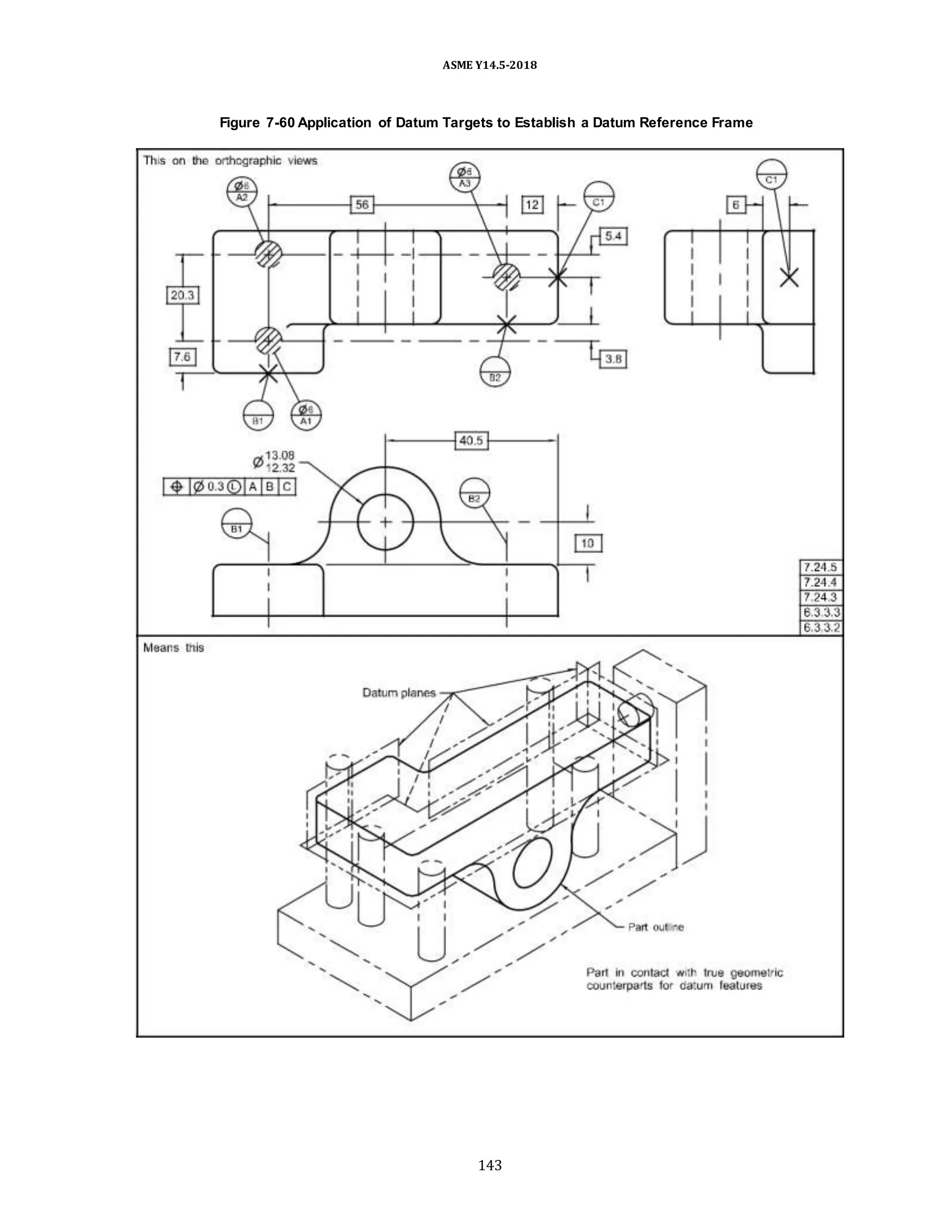 ASME Y14.5-2018
Figure 7-60 Application of Datum Targets to Establish a Datum Reference Frame
143
 