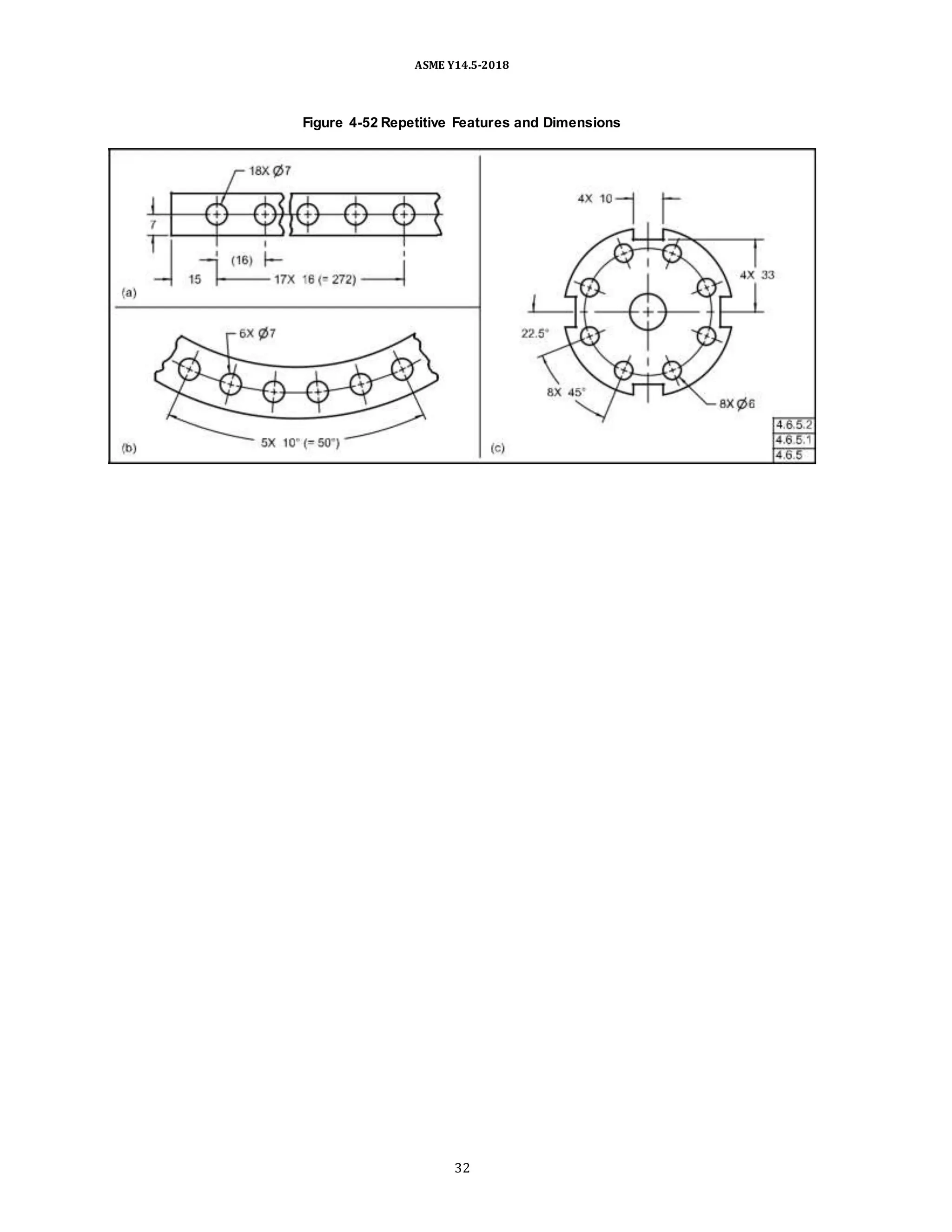 ASME Y14.5-2018
Figure 4-52 Repetitive Features and Dimensions
32
 